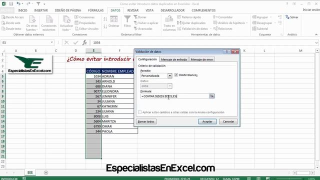 ¿Cómo evitar introducir datos duplicados en Excel con Validación de datos en Excel? смотреть онлайн