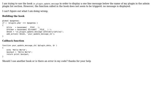 Wordpress: How to display a message about updates in the plugin list? смотреть онлайн