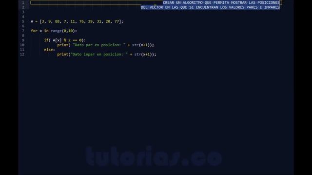 arrays -- python(posiciones vector de los datos pares e impares) смотреть онлайн