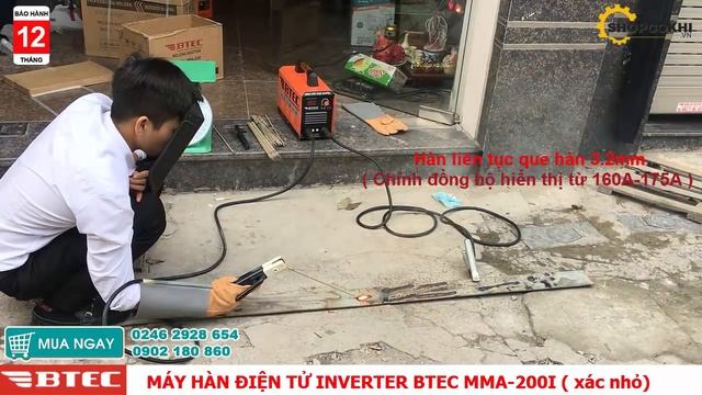 Test thử MÁY HÀN ĐIỆN TỬ INVERTER BTEC MMA-200I | Liên tục que hàn 3.2mm, chấm nối que 4.0mm смотреть онлайн