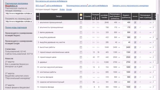 Собираем семантическое ядро с Megaindex смотреть онлайн