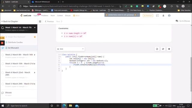 March 2021 Day 2 LeetCode challenge | 645. Set Mismatch in java смотреть онлайн