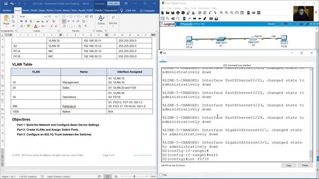3.6.2 Lab - Implement VLANs and Trunking смотреть онлайн