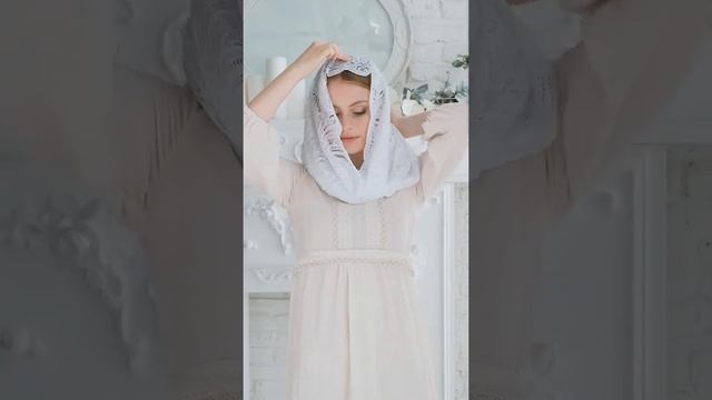 Неспадающий снуд для храма белый гипюр смотреть онлайн