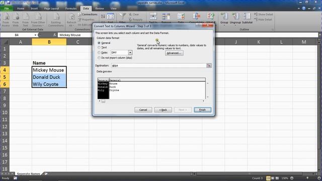 Separate Names into Different Columns - Text to Columns in Excel смотреть онлайн
