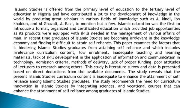 Exploring Curriculum Innovation as a Tool Towards Attainment of Self Reliance of NCE Graduates of I смотреть онлайн
