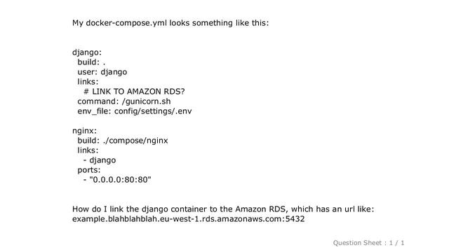 Django : How to link from docker-compose to Amazon RDS смотреть онлайн