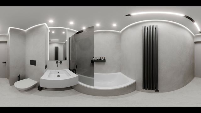 Дизайн ванной комнаты. Обзор 360. Визуализация смотреть онлайн