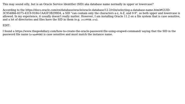 Databases: Is an Oracle SID UPPERCASE or lowercase? смотреть онлайн