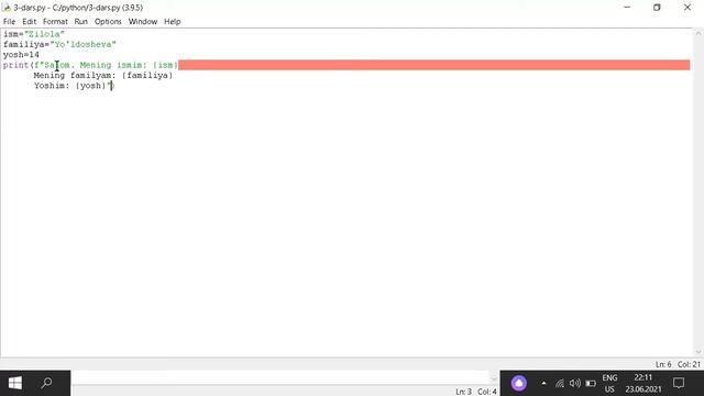 "Python dasturlash tili" bepul online darslar | 3-dars смотреть онлайн