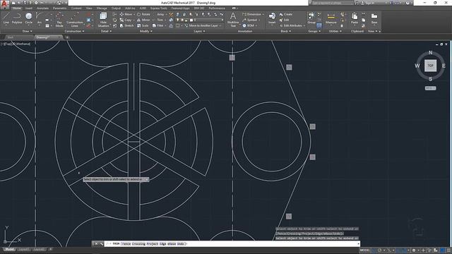 Autocad 2017 -Exercise | Circle| Circular Array| Center Mark| Trim|Copy| смотреть онлайн