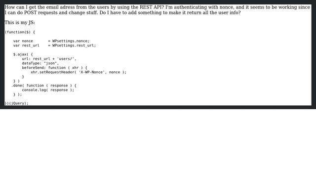 Wordpress: How can I get users email (and additional data) from the rest API? смотреть онлайн