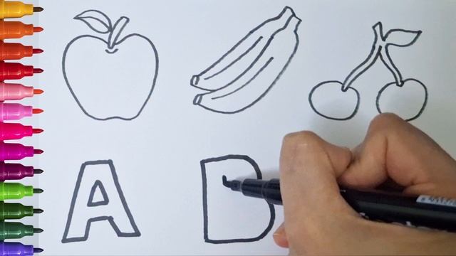 Fruits and ABC drawing painting and colouring for kids, toddlers | Alphabets | educational video смотреть онлайн