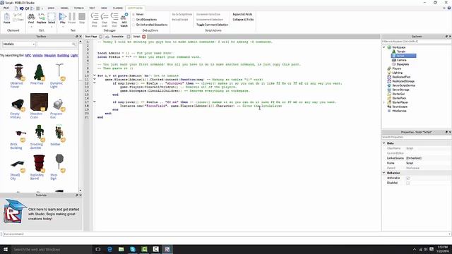 ROBLOX | How to make your own admin commands! смотреть онлайн