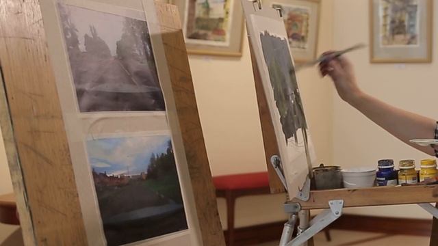 «Уроки рисования». Дождливый пейзаж гуашью (21.10.2016) смотреть онлайн
