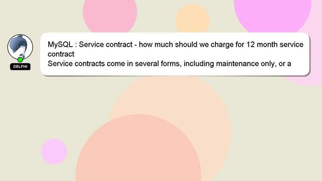 MySQL : Service contract - how much should we charge for 12 month service contract смотреть онлайн
