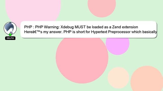 PHP : PHP Warning: Xdebug MUST be loaded as a Zend extension смотреть онлайн