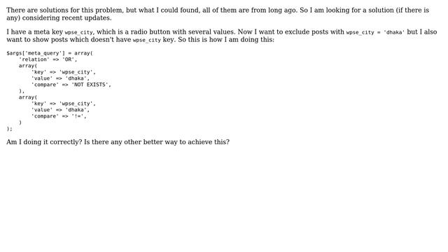 Wordpress: Excluding posts with certain value of meta_key keeping posts without that meta_key смотреть онлайн