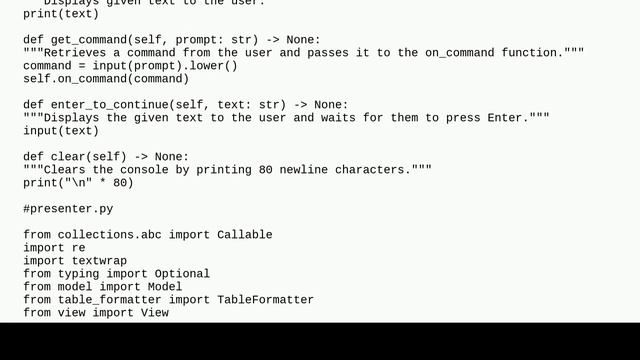 Codereview: Implementing Model-View-Presenter in a console program смотреть онлайн