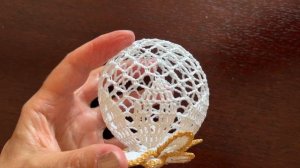 Шарик для новогодней ёлки крючком - #6