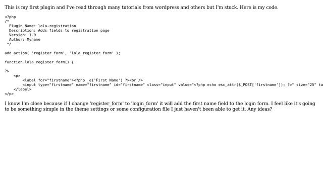 Wordpress: The add_action('register_form') isn't effecting my registration form смотреть онлайн