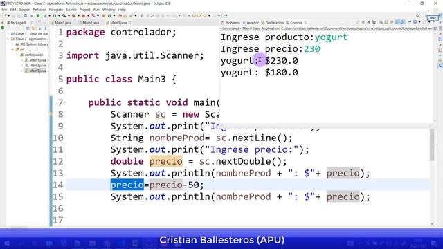 Actualizar variables double y String en JAVA смотреть онлайн