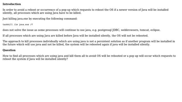 How to find and kill all Java Processes to avoid an OS reboot if Java will be installed silently? смотреть онлайн