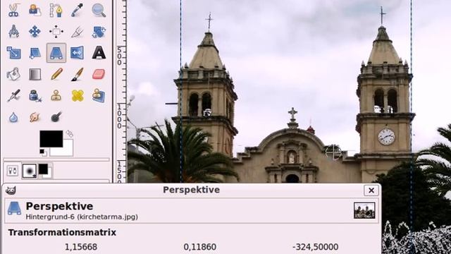 Stürzende Linien mit GIMP 2.6 begradigen