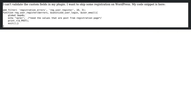 Wordpress: The Hook registration_errors was not called смотреть онлайн