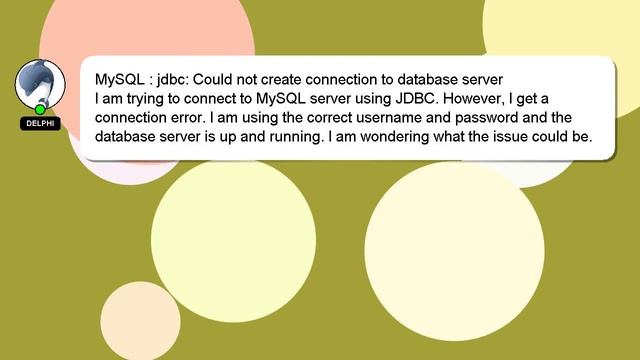 MySQL : jdbc: Could not create connection to database server смотреть онлайн