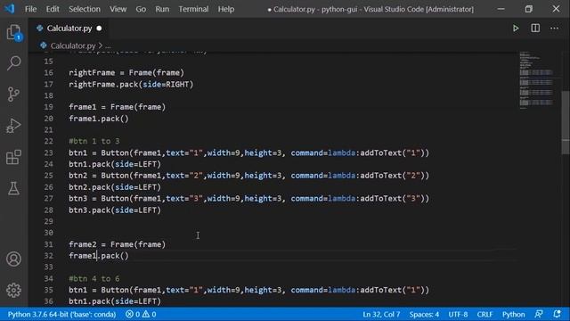 python: Basic gui calculator with tkinter module || vs code || смотреть онлайн