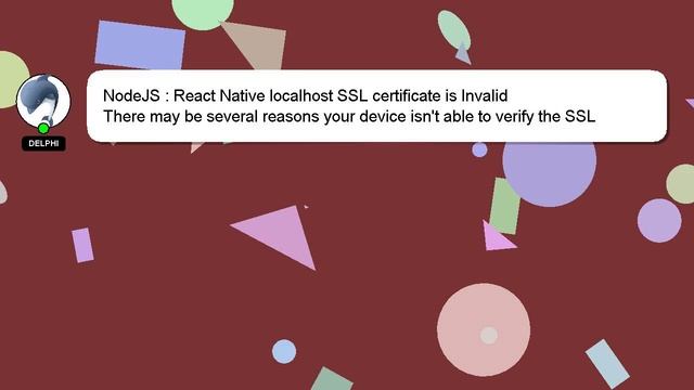 NodeJS : React Native localhost SSL certificate is Invalid смотреть онлайн