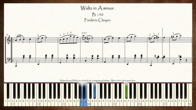 How to play piano: waltz in A minor, B. 150 PIANO TUTORIAL - F. Chopin смотреть онлайн