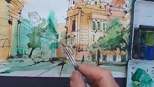 Городская зарисовка Акварель Перо UrbanSketching 21.06.2022 г. Иркутск