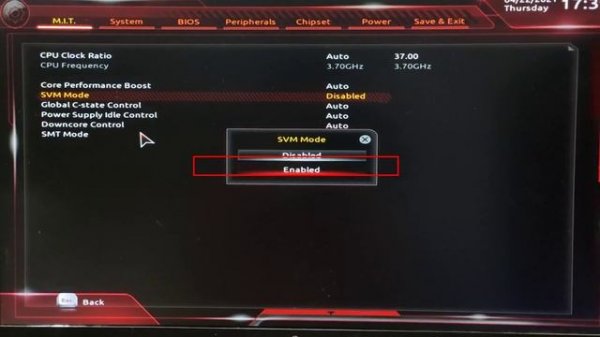 How to enable disable SVM mode in gigabyte motherboard