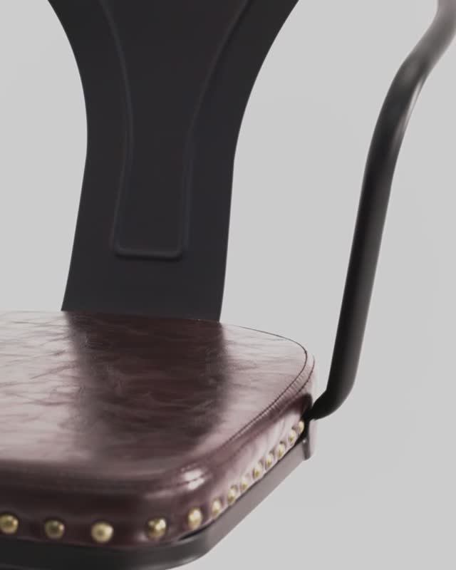 Стул барный TOLIX ARMS SOFT. Регулируемый барный стул с сиденьем из экокожи смотреть онлайн