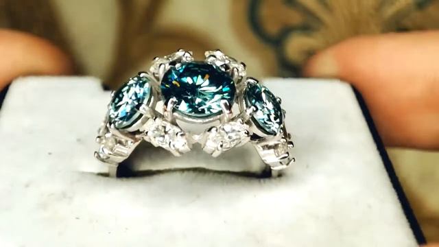 Кольцо белое золото 585 проба муассаниты 4.37 кт арт 397 смотреть онлайн