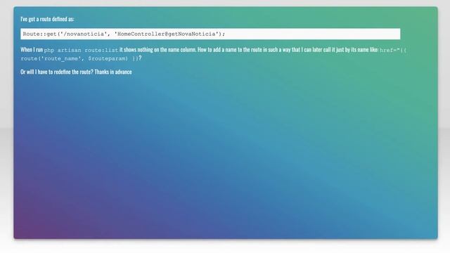 Add name to laravel route смотреть онлайн