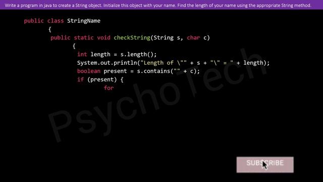 Program in java to create a String object, Initialize this object with name & Finding length of nam смотреть онлайн