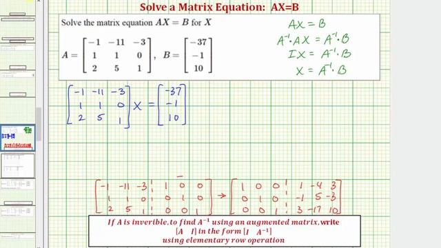 Ej: Resolver la ecuación matricial AX = B (3x3) смотреть онлайн