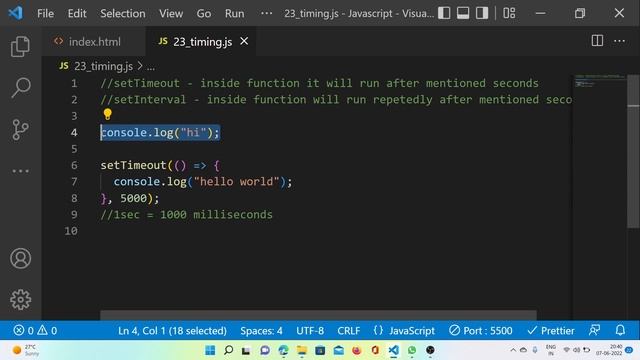 23 JavasScript setTimeout and setInterval in HIndi or Urdu смотреть онлайн