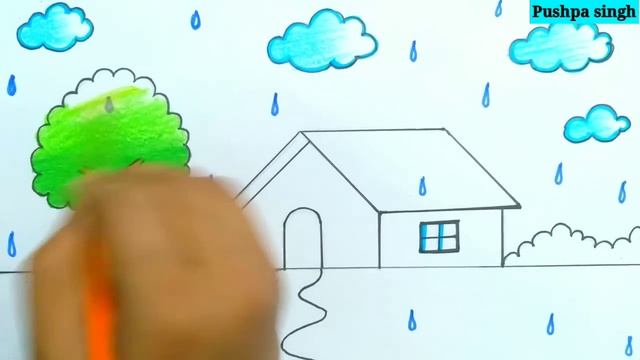 Rainy season drawing | rainy season | How to draw rainy day drawing step by step | rainy day drawin смотреть онлайн
