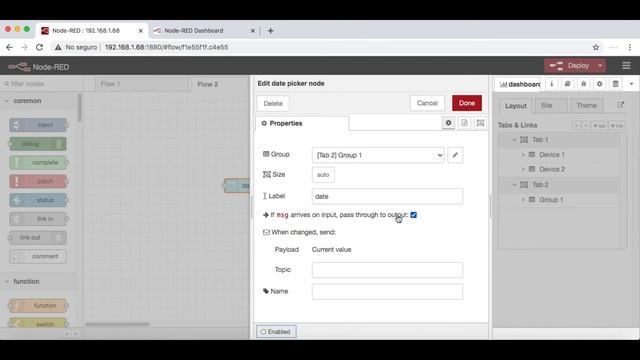 (20) CURSO Node-RED DASHBOARD propiedades de nodo Date Picker (Básico I) смотреть онлайн