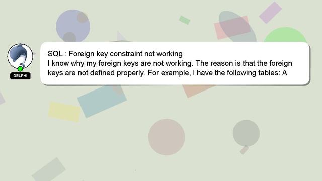 SQL : Foreign key constraint not working смотреть онлайн