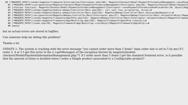 Magento: payment-information 400 bad request when product quantity is bigger (or equal) than 3 смотреть онлайн