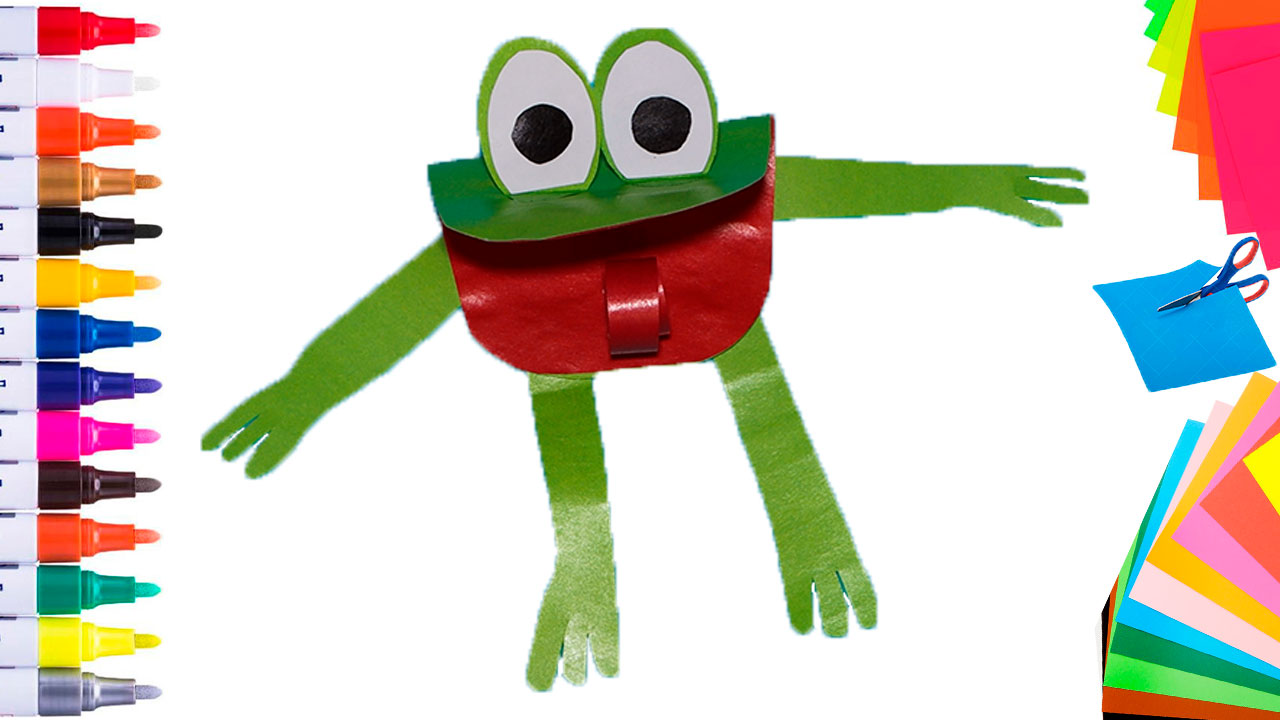 Детская поделка Лягушка своими руками, простые поделки из бумаги в детский сад и в школу смотреть онлайн