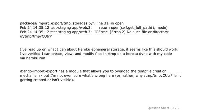 Django : Tmpfile error with django-import-export on Heroku смотреть онлайн