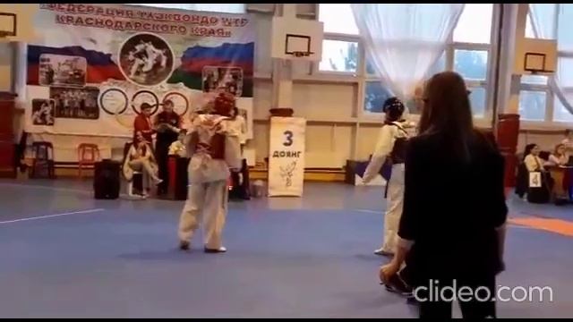 1-й бой (я в синем) Первенство Краснодарского края по тхэквондо ст. Архангельская смотреть онлайн