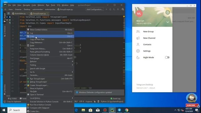 How to scrape telegram group members and add to your group using PC (Pycharm/Python) Quick Tutorial смотреть онлайн