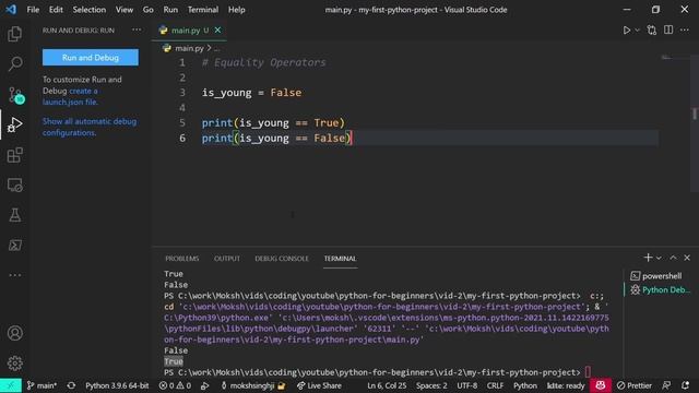 Python For Beginners | Part 4 | Equality Operators | The Coding Prodigy смотреть онлайн